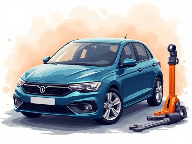 Illustration of a car with mechanic tools symbolizing quality auto repair